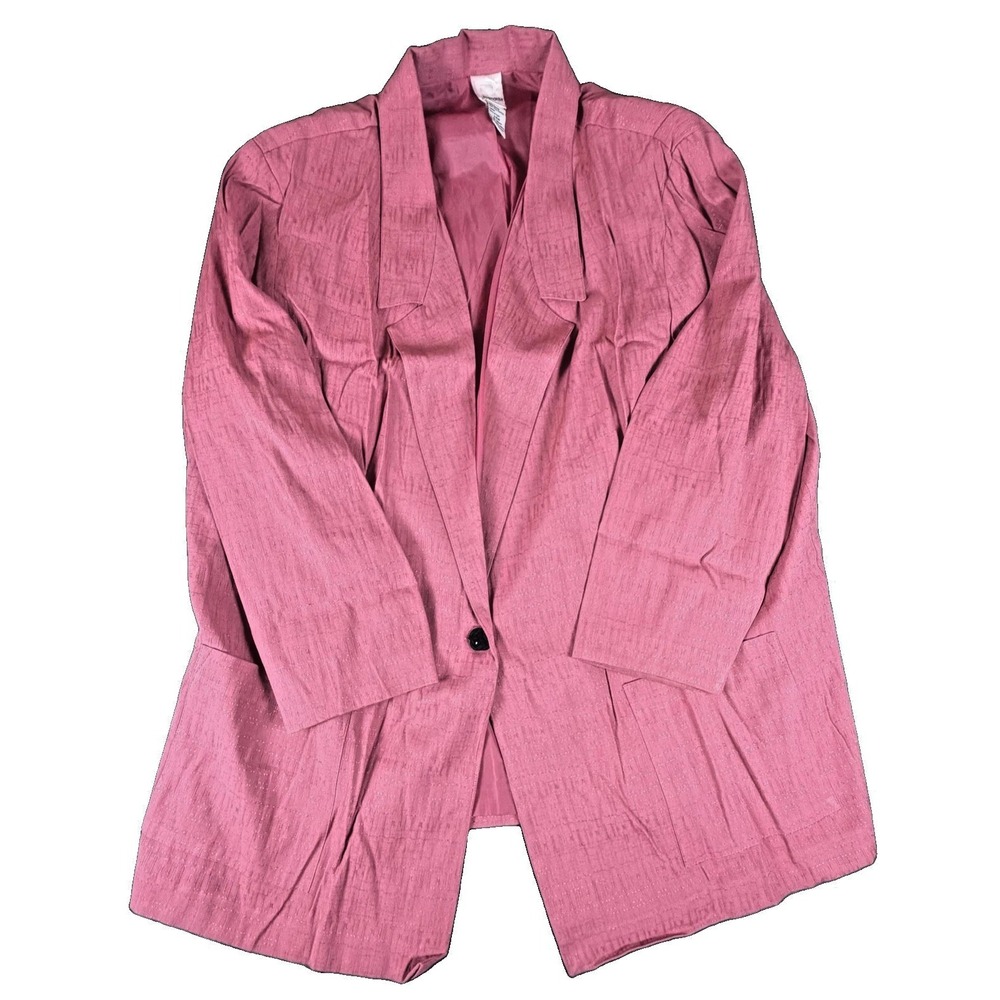 Vintage Roaman's Womens 34W Pink Textured Blazer Jacket Plus Size Y2K 90s